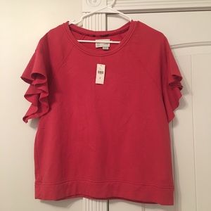 Anthropologie Short Sleeve Ruffle Top